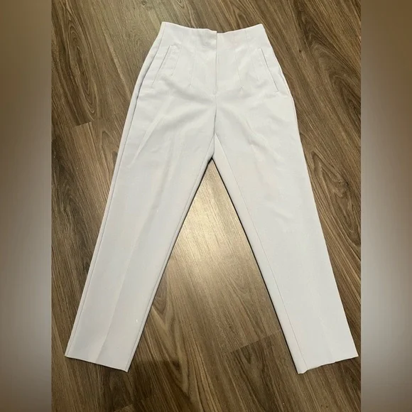 ZARA WOMAN HIGH-WAISTED PANTS LIGHT BLUE - Picture 8 of 15